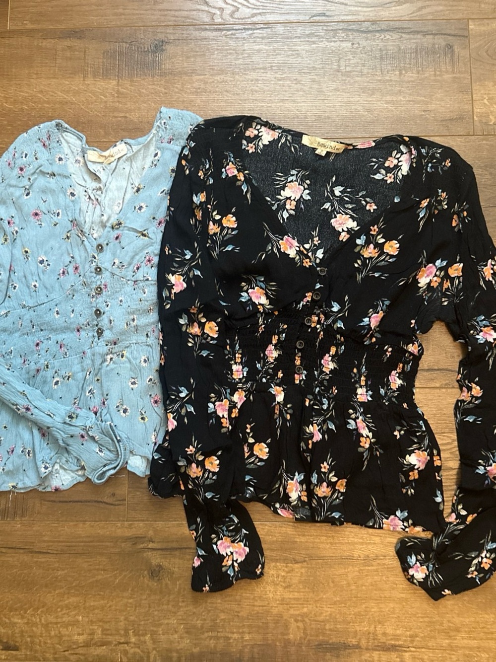 Floral Button-Front Blouse - Black